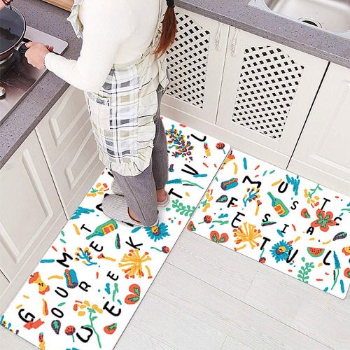  USTIDE Ustide Rubber Backed Fancy Moroccan Runner Non-Slip Rug-Pizazz Collection Kitchen Dining Living Hallway Bathroom Pet Entry Rugs (17.7x31.5, Music Party)