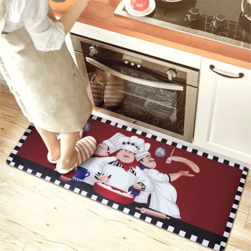  USTIDE Lovely Chef Creative Doormats,Non-Slip Rubber Back Floor Mats,2PC