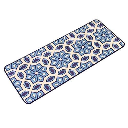  USTIDE Bohemian Kitchen Rug Bedroom Bedside Rug Durable Door Mat Washable Bathroom Rug Floor Runner Blue, 20x48