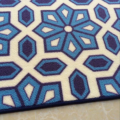  USTIDE Bohemian Kitchen Rug Bedroom Bedside Rug Durable Door Mat Washable Bathroom Rug Floor Runner Blue, 20x48