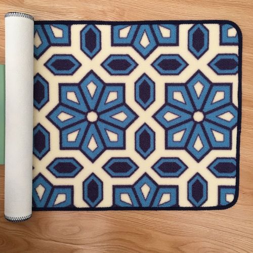  USTIDE Bohemian Kitchen Rug Bedroom Bedside Rug Durable Door Mat Washable Bathroom Rug Floor Runner Blue, 20x48