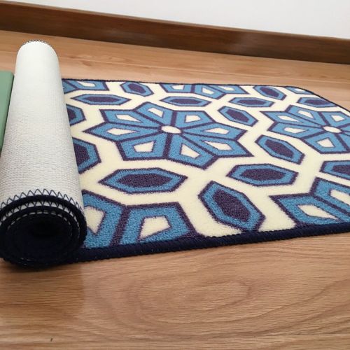  USTIDE Bohemian Kitchen Rug Bedroom Bedside Rug Durable Door Mat Washable Bathroom Rug Floor Runner Blue, 20x48