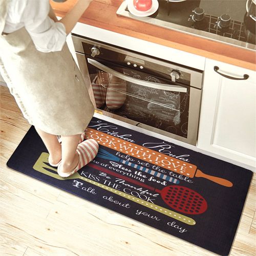  USTIDE 2 Pieces Set Smooth Rubber Non-Slip Kitchen Rug Runner Brown Vegetable Waterproof and Oil Proof Area Rug and Carpet Doormat