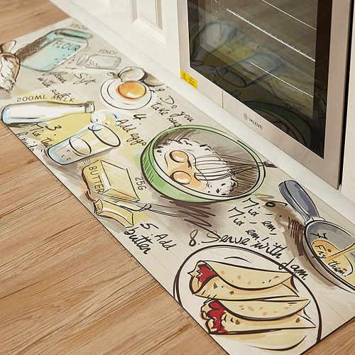  USTIDE Ustide Rubber Backed Fancy Moroccan Runner Non-Slip Rug-Pizazz Collection Kitchen Dining Living Hallway Bathroom Pet Entry Rugs (17.7x31.5, Food Diary
