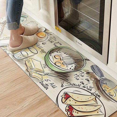  USTIDE Ustide Rubber Backed Fancy Moroccan Runner Non-Slip Rug-Pizazz Collection Kitchen Dining Living Hallway Bathroom Pet Entry Rugs (17.7x31.5, Food Diary