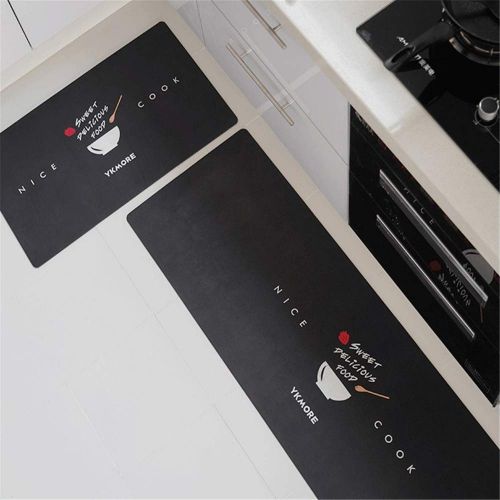  USTIDE Suede Collection Kitchen Rugs,Excellent Quality Non-Slip Rubber Kitchen Runner,Easy to Clean (2pcs Set, Nice Cook)