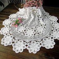 USTIDE Vintage Crochet Tablecloth Round White Cotton Lace Table Overlays Snowflake Designer Table Covers 70-inch