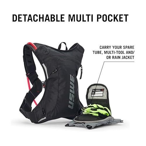  USWE Moto Hydro 3L Hydration Pack with 2.0L/ 70oz Water Bladder, a High End, Bounce Free Backpack for Enduro and Off-Road Motorcycle, Black Grey