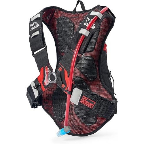  USWE New MTB Hydration Pack 8L - for Cycling, Mountain Biking, E-MTB and Gravel Riding, with 3.0L/ 100oz Water Bladder, Black-Red