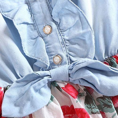  USWeeLinB Girls Dress, Princess Dresses Sleeveless Denim Tops Floral Tutu Skirts