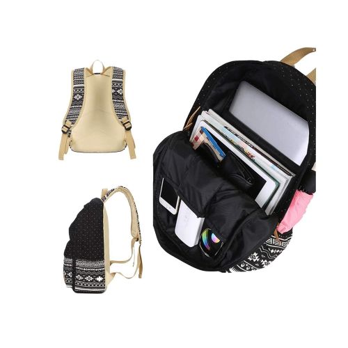  UScarmen Womens Man Canvas backpack, lunch bag, pouch bag 3Pcs. set for school bag daypack laptop bag (Color Black)