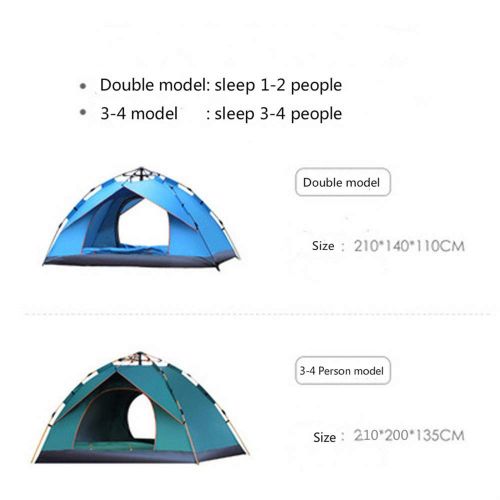  USspous Family Tent for 2/4 Persons Outdoor Camping Pop up Tents Waterproof Coated Polyester with Instant Setup, Sunscreen Breathable - Blue and Green Color