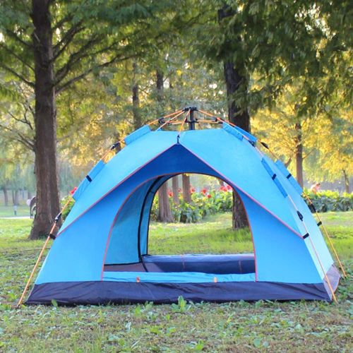  USspous Family Tent for 2/4 Persons Outdoor Camping Pop up Tents Waterproof Coated Polyester with Instant Setup, Sunscreen Breathable - Blue and Green Color