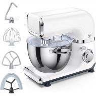 Electric Stand Mixer, UTALENT 6 Adjustable Speeds Automatic Tilt-Head Mixer with Flex Edge Beater(Bowl Scraper), Egg Whisk, Dough Hook, Flat Beater, Splash Guard and 4.2 QT Stainle