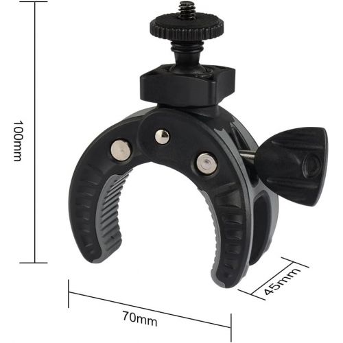  UTEBIT Camera Bike Mount Clamp with 1/4 Screw and Phone Clip for Bike, Bicycles, Vehicles, Motorcycle 360° Rotation Roll Bar Action Camera Cell Phone Handlebar Holder