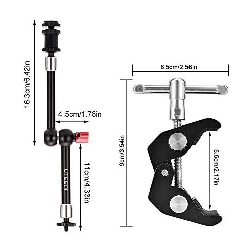  [아마존베스트]UTEBIT Articulated Arm 11 Inch Magic Arm Camera Articulated Arm Clamp Tripod with Super Clamp Camera Clamp Flash Shoe Max. Load 2 kg 1/4 Inch Thread for DSLR Camera LCD Field Monit