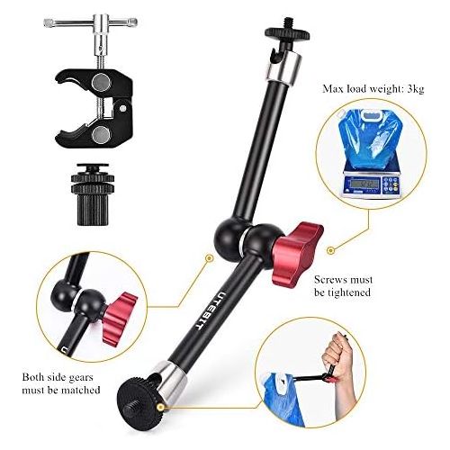  [아마존베스트]UTEBIT Articulated Arm 11 Inch Magic Arm Camera Articulated Arm Clamp Tripod with Super Clamp Camera Clamp Flash Shoe Max. Load 2 kg 1/4 Inch Thread for DSLR Camera LCD Field Monit