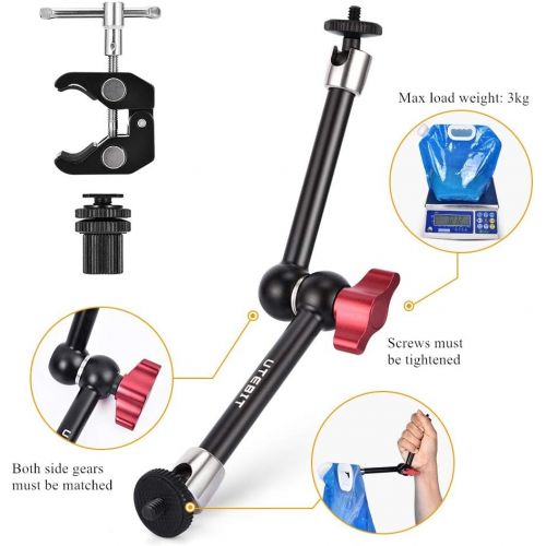  [아마존베스트]UTEBIT Articulated Arm 11 Inch Magic Arm Camera Articulated Arm Clamp Tripod with Super Clamp Camera Clamp Flash Shoe Max. Load 2 kg 1/4 Inch Thread for DSLR Camera LCD Field Monit