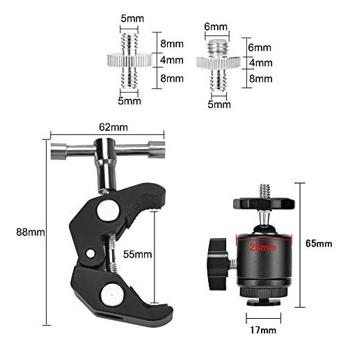  [아마존베스트]UTEBIT Super Clamp Tripod Articulated Ball Head Flash Shoe Tripod Head with 1/4 3/8 Inch Thread Adapter for Cameras, Flash Light, Tripod, LCD/DV Monitor, LED Lights