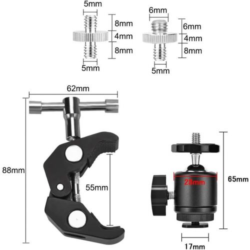  [아마존베스트]UTEBIT Super Clamp Tripod Articulated Ball Head Flash Shoe Tripod Head with 1/4 3/8 Inch Thread Adapter for Cameras, Flash Light, Tripod, LCD/DV Monitor, LED Lights