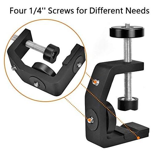  [아마존베스트]UTEBIT C Clamp Camera Mount Clamp Aluminium Tripod Clamp Alloy Multi Clamp Clamp Clamp Tripod with Four 1/4 Screw Tripod Clamp with Non-Slip Pad Camera Clamp for Flash Light Photo