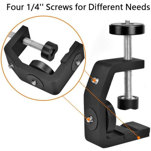  [아마존베스트]UTEBIT C Clamp Camera Mount Clamp Aluminium Tripod Clamp Alloy Multi Clamp Clamp Clamp Tripod with Four 1/4 Screw Tripod Clamp with Non-Slip Pad Camera Clamp for Flash Light Photo