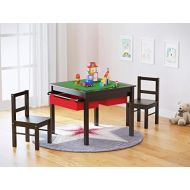 [아마존베스트]UTEX 2-in-1 Kids Multi Activity Table and 2 Chairs Set with Storage (Espresso)