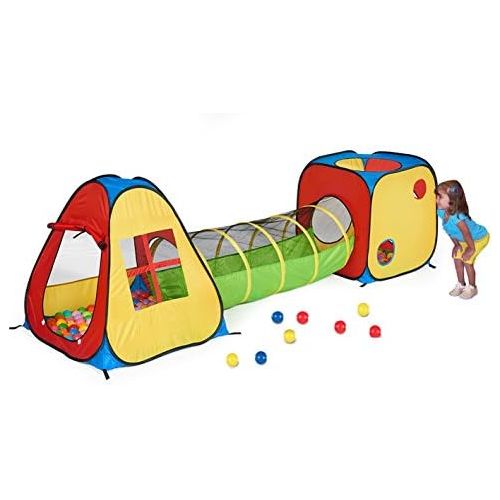  [아마존베스트]UTEX 3 in 1 Pop Up Play Tent with Tunnel, Ball Pit for Kids, Boys, Girls, Babies and Toddlers, Indoor/Outdoor Playhouse