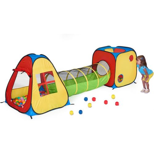  [아마존베스트]UTEX 3 in 1 Pop Up Play Tent with Tunnel, Ball Pit for Kids, Boys, Girls, Babies and Toddlers, Indoor/Outdoor Playhouse