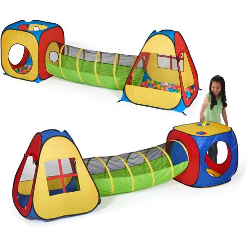  [아마존베스트]UTEX 3 in 1 Pop Up Play Tent with Tunnel, Ball Pit for Kids, Boys, Girls, Babies and Toddlers, Indoor/Outdoor Playhouse