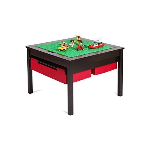  [아마존베스트]UTEX 2 in 1 Kids Construction Play Table with Storage Drawers and Built in Plate (Espresso)
