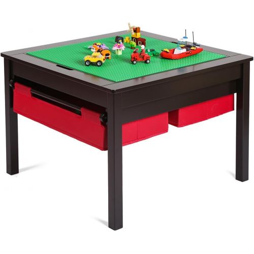  [아마존베스트]UTEX 2 in 1 Kids Construction Play Table with Storage Drawers and Built in Plate (Espresso)
