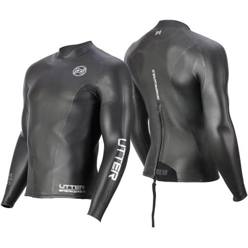  UTTER Men Triathlon Wetsuit Tops Long Sleeves Diving Surfing Skinsuit Tops Smooth Skin Neoprene Tops