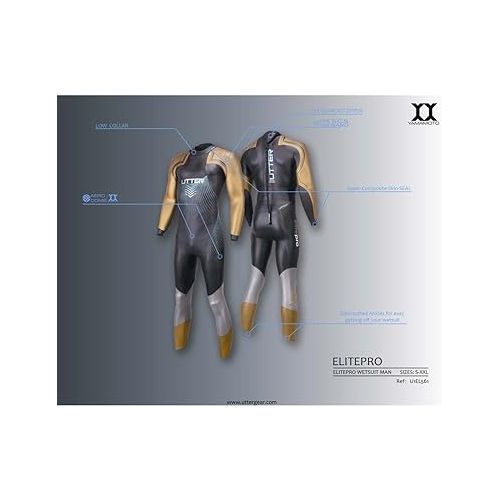  UTTER Men's Triathlon Wetsuit Neoprene SCS Nano Coating Fullsleeve Suit Open Water Swimming Fastest Suit Elitepro