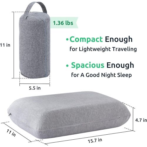  UTTU Camping Pillow, Cooling Gel Memory Foam, Portable Travel Pillow with a Storage Handbag for Car Camping/Backpackers, Washable Pillowcase