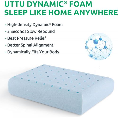  UTTU Camping Pillow, Cooling Gel Memory Foam, Portable Travel Pillow with a Storage Handbag for Car Camping/Backpackers, Washable Pillowcase