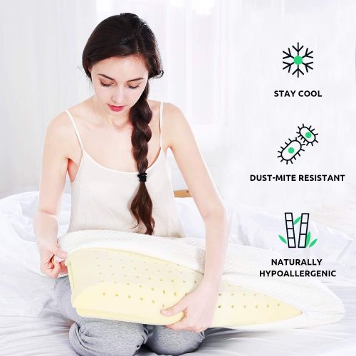  UTTU Sandwich Pillow [Queen Size], 20 x 30 Adjustable Memory Foam Pillow, Bamboo Pillow for Sleeping, Side Sleeper Pillow for Neck and Shoulder Pain, Hypoallergenic Cooling Bed Pil