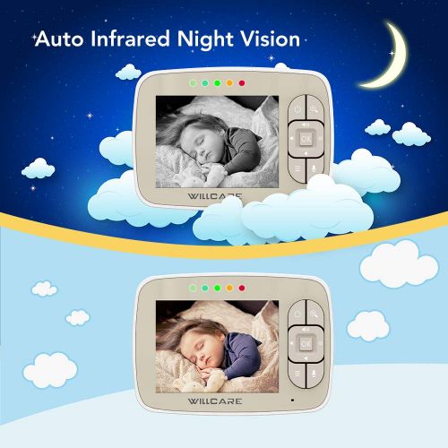  UU Infant Baby Monitor -Video Baby Monitor with 3.5 LCD Screen, Digital Camera, Infrared Night Vision, Two-Way Talk Back, Lullabies, Temperature Monitoring, Long Range Baby Monitors with Cam