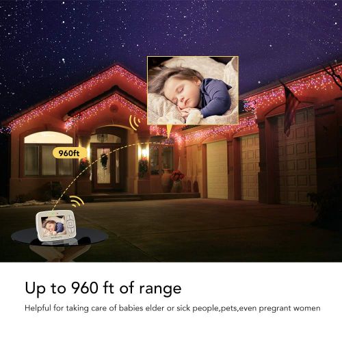  UU Infant Baby Monitor -Video Baby Monitor with 3.5 LCD Screen, Digital Camera, Infrared Night Vision, Two-Way Talk Back, Lullabies, Temperature Monitoring, Long Range Baby Monitors with Cam