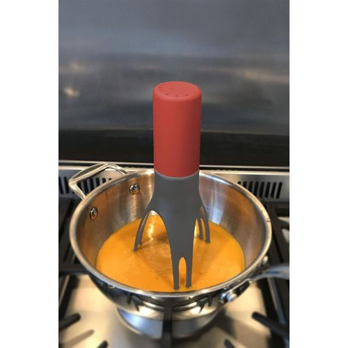  [아마존베스트]UUETENSIL Uutensil Stirr - The Unique Automatic Pan Stirrer - With LED Speed Indicator, Red