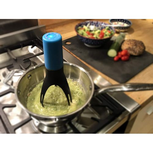  [아마존베스트]UUETENSIL Uutensil StirrTime, Automatic Pan Stirrer with Timer, Teal & Gray