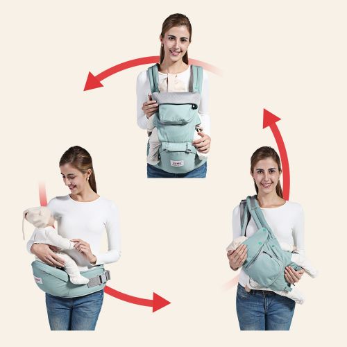  Baby Carrier Backpack with Hip Seat, UUMU 12 in 1 Comfortable & Safe Positions for Infant/Toddlers, 45.3 Maximum Ergonomic Adjustable Waistband with Pocket, Perfect for Hiking, Sho