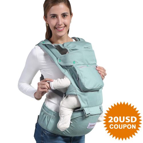  Baby Carrier Backpack with Hip Seat, UUMU 12 in 1 Comfortable & Safe Positions for Infant/Toddlers, 45.3 Maximum Ergonomic Adjustable Waistband with Pocket, Perfect for Hiking, Sho