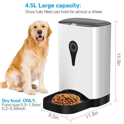  UUNITONA Automatic Pet Feeder Electric Food Dispenser- Programmable Timer/APP Phone Control/Voice Recorder for Dog and Cat Small Animals