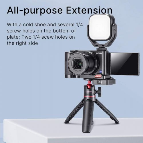  UURig ZV-1 Camera Handle Grip Bracket for Sony ZV-1 Camera, Support Vertical Tripod Mount YouTube Video Shooting ZV1 Vlogging Accessories, w Base Microphone/Fill Light Extension Cold Sho