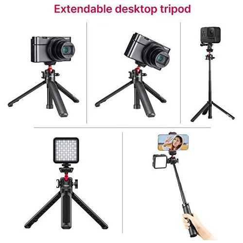  [아마존베스트]UURig MT-16 Mini Tripod Camera Extendable Mobile Phone Tripod with 360° Mini Ball Head Tripod for Smartphone with Cold Shoe Selfie Stick