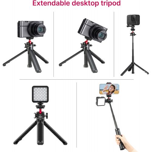  [아마존베스트]UURig MT-16 Mini Tripod Camera Extendable Mobile Phone Tripod with 360° Mini Ball Head Tripod for Smartphone with Cold Shoe Selfie Stick