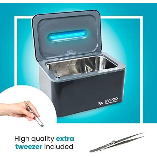  UV POD Ultrasonic Cleaner & UV Light Sanitizer, Professional Jewelry Cleaner Machine for Rings, Watches, Earrings, Baby Pacifier, Eyeglasses, Dentures (White)