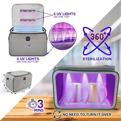  UV SHARPS - UV Sanitizer Bag - 12 UVC Led Bag Lamp - UV Box Sterilizer For Baby Bottles, Face Mask, Cell Phones, Watches, And All House Hold Items. Scientifically Proven.