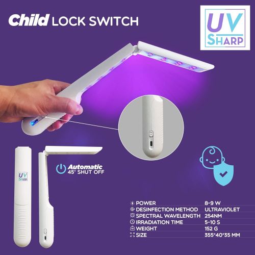  UV SHARPS - UVC Light Disinfecting Wand - Premium Quality - Good For Disinfecting All House Hold Items - Cell Phones, Keys, Light Switches, Baby Products, Laptops And More! Portabl